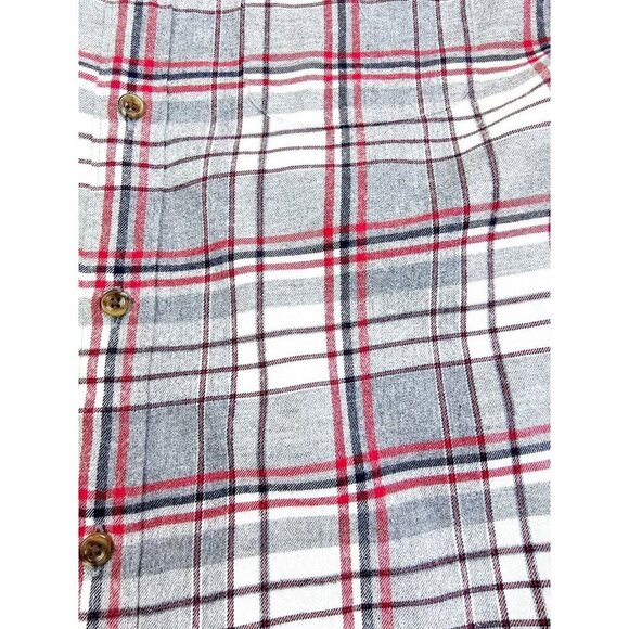 J. Crew Slim Size Medium Men's Gray White Black Red Check Cotton Flannel Shirt - Picture 6 of 11